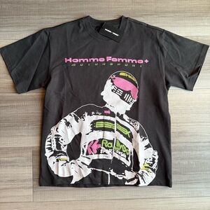 Homme Femme Black and Pink Graphic Tee